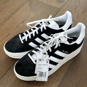 Adidas Black and White Gazelle Sneakers Classic Suede Design
